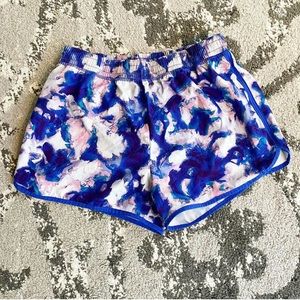 Purple/pink/white/turquoise athletic shorts